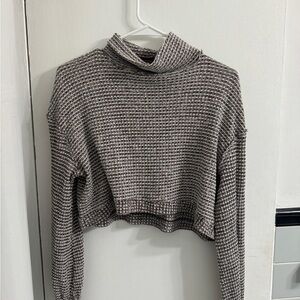 Free People Textured Gray Cowl Neck Sweater